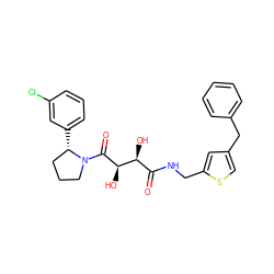 O=C(NCc1cc(Cc2ccccc2)cs1)[C@H](O)[C@@H](O)C(=O)N1CCC[C@@H]1c1cccc(Cl)c1 ZINC000071410676