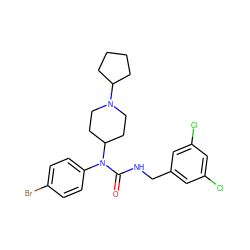 O=C(NCc1cc(Cl)cc(Cl)c1)N(c1ccc(Br)cc1)C1CCN(C2CCCC2)CC1 ZINC000049793883