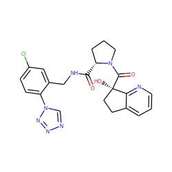 O=C(NCc1cc(Cl)ccc1-n1cnnn1)[C@@H]1CCCN1C(=O)[C@]1(O)CCc2cccnc21 ZINC000209414306