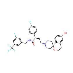 O=C(NCc1cc(F)cc(C(F)(F)F)c1)[C@H](CCN1CCC2(CC1)OCCc1cc(O)ccc12)c1ccc(F)cc1 ZINC000473104326