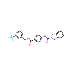 O=C(NCc1cc(F)cc(C(F)(F)F)c1)c1ccc(NC(=O)N2Cc3ccccc3C2)cc1 ZINC000166528161