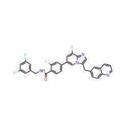 O=C(NCc1cc(F)cc(F)c1)c1ccc(-c2cc(F)c3ncc(Cc4ccc5ncccc5c4)n3c2)cc1F ZINC000473122919