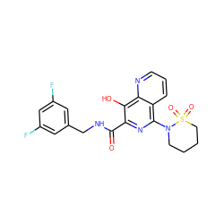 O=C(NCc1cc(F)cc(F)c1)c1nc(N2CCCCS2(=O)=O)c2cccnc2c1O ZINC000073138808