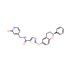 O=C(NCc1cc[nH]c(=O)c1)c1cnc(Oc2ccc3c(c2)CC[C@@H](c2ccccc2)O3)s1 ZINC000169710486