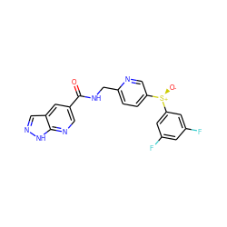 O=C(NCc1ccc([S@@+]([O-])c2cc(F)cc(F)c2)cn1)c1cnc2[nH]ncc2c1 ZINC000223396930