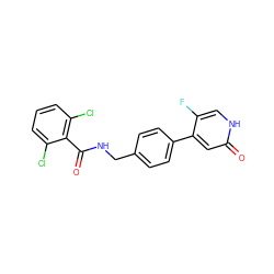 O=C(NCc1ccc(-c2cc(=O)[nH]cc2F)cc1)c1c(Cl)cccc1Cl ZINC000147210895