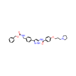 O=C(NCc1ccc(-c2cc(NC(=O)c3ccc(OCCCN4CCCC4)cc3)[nH]n2)cc1)OCc1ccccc1 ZINC000084653537