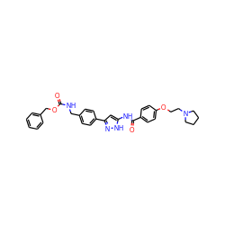 O=C(NCc1ccc(-c2cc(NC(=O)c3ccc(OCCN4CCCC4)cc3)[nH]n2)cc1)OCc1ccccc1 ZINC000084653507