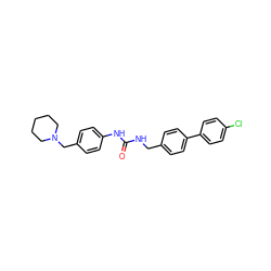 O=C(NCc1ccc(-c2ccc(Cl)cc2)cc1)Nc1ccc(CN2CCCCC2)cc1 ZINC000146009153