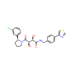 O=C(NCc1ccc(-c2cscn2)cc1)[C@H](O)[C@@H](O)C(=O)N1CCC[C@H]1c1cccc(Cl)c1 ZINC000071334767