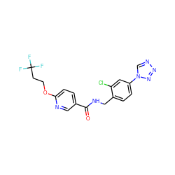 O=C(NCc1ccc(-n2cnnn2)cc1Cl)c1ccc(OCCC(F)(F)F)nc1 ZINC000045253159