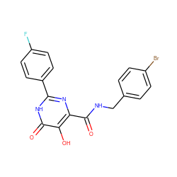 O=C(NCc1ccc(Br)cc1)c1nc(-c2ccc(F)cc2)[nH]c(=O)c1O ZINC000205681223