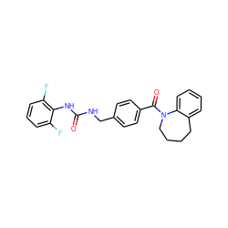 O=C(NCc1ccc(C(=O)N2CCCCc3ccccc32)cc1)Nc1c(F)cccc1F ZINC000034047350