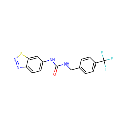 O=C(NCc1ccc(C(F)(F)F)cc1)Nc1ccc2nnsc2c1 ZINC000095581552