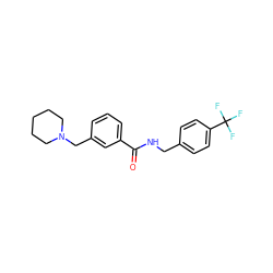 O=C(NCc1ccc(C(F)(F)F)cc1)c1cccc(CN2CCCCC2)c1 ZINC001623617948