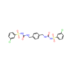 O=C(NCc1ccc(CNC(=O)NS(=O)(=O)c2cccc(Cl)c2)cc1)NS(=O)(=O)c1cccc(Cl)c1 ZINC000044387916