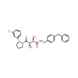 O=C(NCc1ccc(Cc2ccccc2)cc1)[C@H](O)[C@@H](O)C(=O)N1CCC[C@@H]1c1cccc(Cl)c1 ZINC000045372640