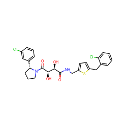 O=C(NCc1ccc(Cc2ccccc2Cl)s1)[C@H](O)[C@@H](O)C(=O)N1CCC[C@@H]1c1cccc(Cl)c1 ZINC000071340858