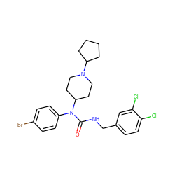 O=C(NCc1ccc(Cl)c(Cl)c1)N(c1ccc(Br)cc1)C1CCN(C2CCCC2)CC1 ZINC000049067763