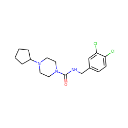 O=C(NCc1ccc(Cl)c(Cl)c1)N1CCN(C2CCCC2)CC1 ZINC000036188075