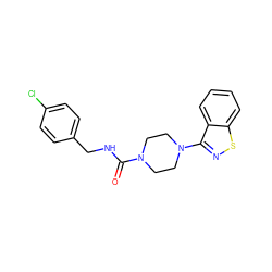 O=C(NCc1ccc(Cl)cc1)N1CCN(c2nsc3ccccc23)CC1 ZINC000299819745