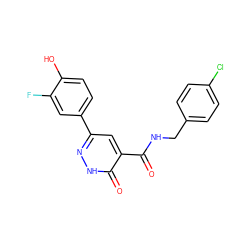 O=C(NCc1ccc(Cl)cc1)c1cc(-c2ccc(O)c(F)c2)n[nH]c1=O ZINC000042989423