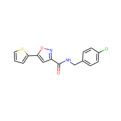 O=C(NCc1ccc(Cl)cc1)c1cc(-c2cccs2)on1 ZINC000003908461