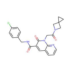 O=C(NCc1ccc(Cl)cc1)c1cc2cccnc2n(CC(=O)N2CC3(CC3)C2)c1=O ZINC000205321321