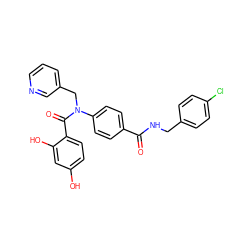 O=C(NCc1ccc(Cl)cc1)c1ccc(N(Cc2cccnc2)C(=O)c2ccc(O)cc2O)cc1 ZINC000653764972