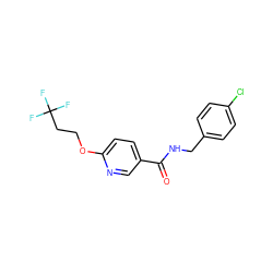 O=C(NCc1ccc(Cl)cc1)c1ccc(OCCC(F)(F)F)nc1 ZINC000045245924