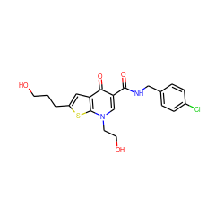 O=C(NCc1ccc(Cl)cc1)c1cn(CCO)c2sc(CCCO)cc2c1=O ZINC000013672766