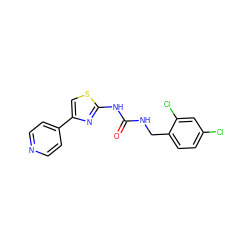 O=C(NCc1ccc(Cl)cc1Cl)Nc1nc(-c2ccncc2)cs1 ZINC000165789652