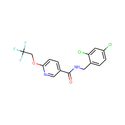 O=C(NCc1ccc(Cl)cc1Cl)c1ccc(OCC(F)(F)F)nc1 ZINC000045288121