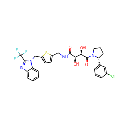 O=C(NCc1ccc(Cn2c(C(F)(F)F)nc3ccccc32)s1)[C@H](O)[C@@H](O)C(=O)N1CCC[C@@H]1c1cccc(Cl)c1 ZINC000058639042