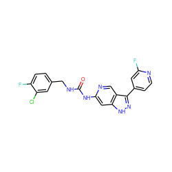 O=C(NCc1ccc(F)c(Cl)c1)Nc1cc2[nH]nc(-c3ccnc(F)c3)c2cn1 ZINC000205450631