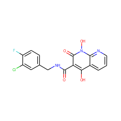 O=C(NCc1ccc(F)c(Cl)c1)c1c(O)c2cccnc2n(O)c1=O ZINC000103253100