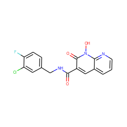 O=C(NCc1ccc(F)c(Cl)c1)c1cc2cccnc2n(O)c1=O ZINC000103253118