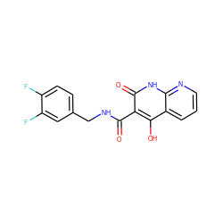 O=C(NCc1ccc(F)c(F)c1)c1c(O)c2cccnc2[nH]c1=O ZINC000103253108