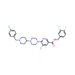 O=C(NCc1ccc(F)c(F)c1)c1cnc(N2CCN(C3CCN(Cc4ccc(Cl)cc4)CC3)CC2)c(Cl)c1 ZINC000066099298