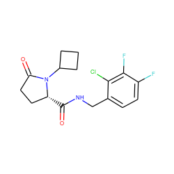 O=C(NCc1ccc(F)c(F)c1Cl)[C@@H]1CCC(=O)N1C1CCC1 ZINC000095565356