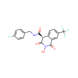 O=C(NCc1ccc(F)cc1)[C@@H]1C(=O)N(O)C(=O)c2cc(C(F)(F)F)ccc21 ZINC000169349234