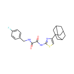 O=C(NCc1ccc(F)cc1)C(=O)Nc1nc(C23CC4CC(CC(C4)C2)C3)cs1 ZINC000017028772