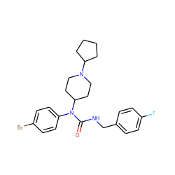 O=C(NCc1ccc(F)cc1)N(c1ccc(Br)cc1)C1CCN(C2CCCC2)CC1 ZINC000049068678