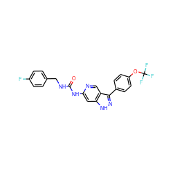 O=C(NCc1ccc(F)cc1)Nc1cc2[nH]nc(-c3ccc(OC(F)(F)F)cc3)c2cn1 ZINC000219772500