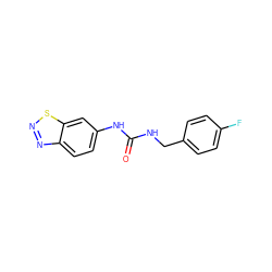 O=C(NCc1ccc(F)cc1)Nc1ccc2nnsc2c1 ZINC000095583944