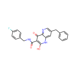 O=C(NCc1ccc(F)cc1)c1c(O)[nH]c2cc(Cc3ccccc3)cnc2c1=O ZINC000073160099