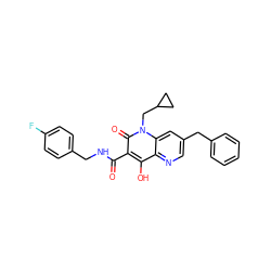 O=C(NCc1ccc(F)cc1)c1c(O)c2ncc(Cc3ccccc3)cc2n(CC2CC2)c1=O ZINC000102897274