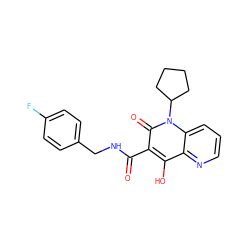 O=C(NCc1ccc(F)cc1)c1c(O)c2ncccc2n(C2CCCC2)c1=O ZINC000102908602