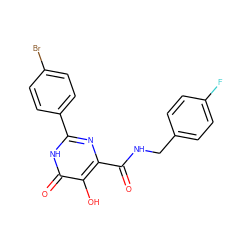 O=C(NCc1ccc(F)cc1)c1nc(-c2ccc(Br)cc2)[nH]c(=O)c1O ZINC000205694020