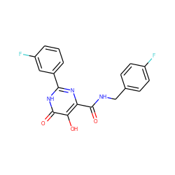 O=C(NCc1ccc(F)cc1)c1nc(-c2cccc(F)c2)[nH]c(=O)c1O ZINC000205693952